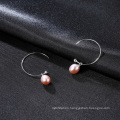 Fashion Big Circle 925 Sterling Silver Freshwater Pearl Drop Earrings